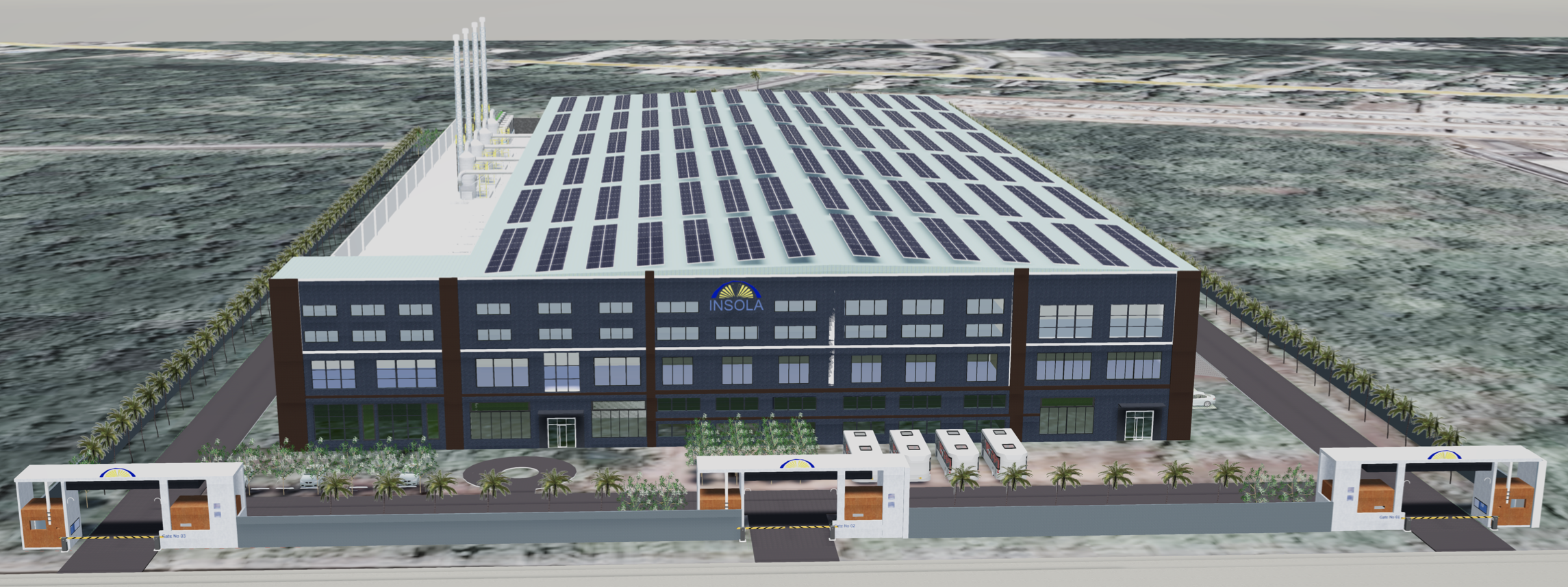 Indicative rendering of a solar manufacturing facility